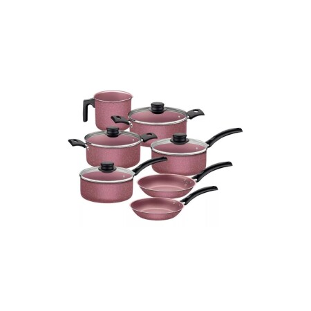 BATERIA DE COCINA TRAMONTINA LINZ 7 PIEZAS ROSA