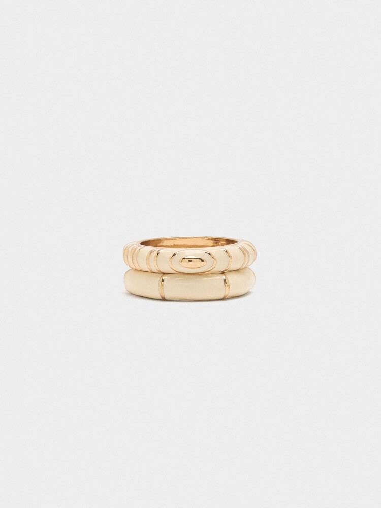 Set De Anillos Con Esmalte beige
