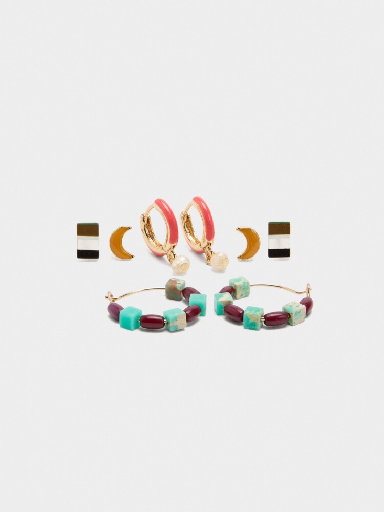 Set De Pendientes Multicolor Cuentas De Piedra multicolor