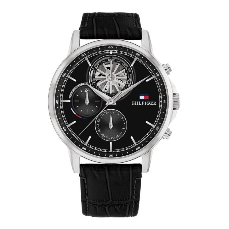 Reloj Tommy Hilfiger para hombre de acero inoxidable y cuero negro 1710605 Reloj Tommy Hilfiger Para Hombre De Acero Inoxidable Y Cuero Negro 1710605