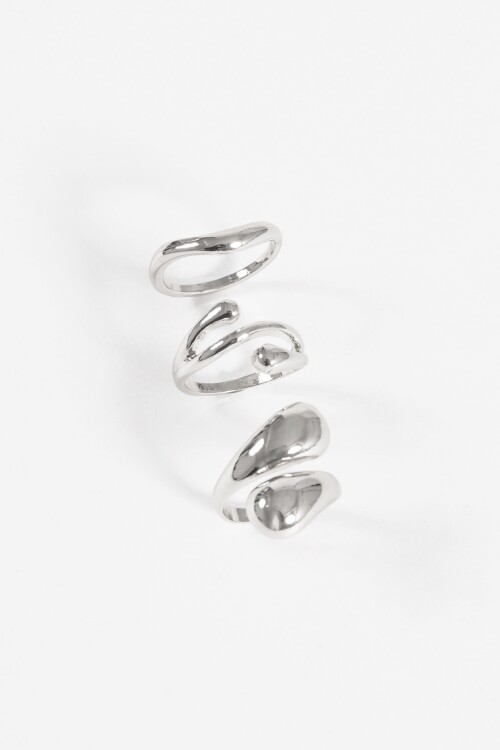 Set de anillos curvo plateado