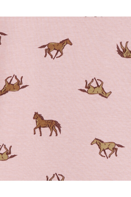 Pijama cuatro piezas de algodón, dos pantalones y dos remeras, diseño caballos Sin color