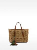 Bolso Tote Efecto Rafia Con Bandolera natural