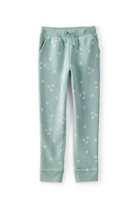 Pantalón de algodón, verde, diseño mariposas Sin color