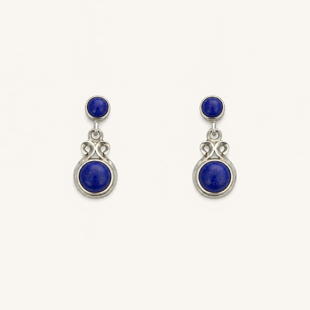 Caravanas Dos Piedras Lapislazuli - Plata 925 