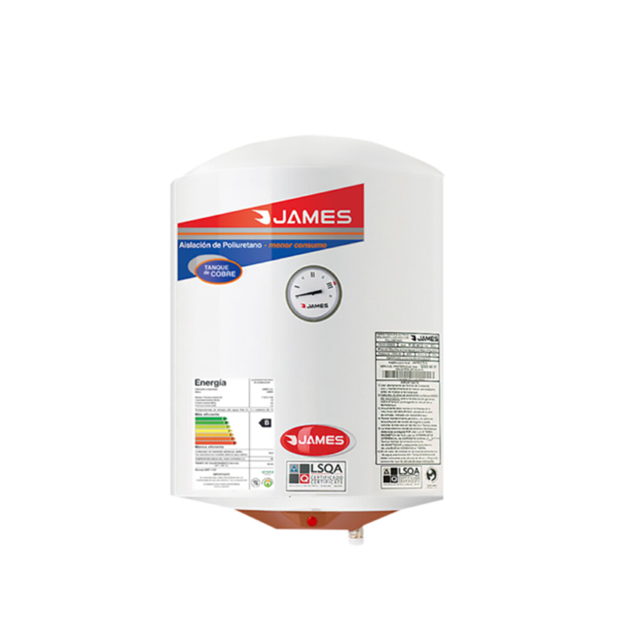 TERMOTANQUE JAMES - ACERO NATURAL-BEIGE CAT A ACERO CILIND. G2 