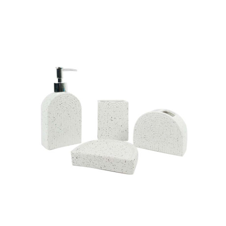 Set 4 Piezas De Cerámica Para Baño Blanco