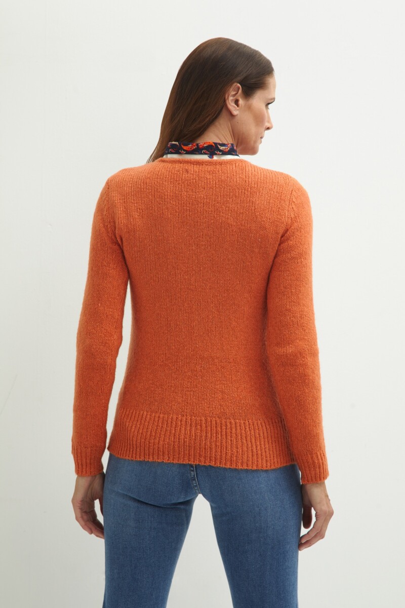 Sweater bordado naranja melange