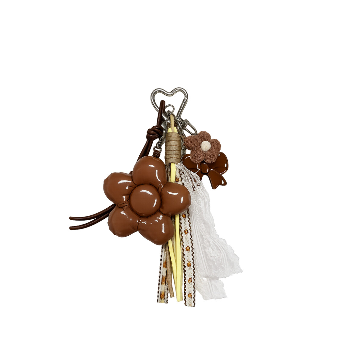 Llavero con accesorios Flor y Moño - Marron 