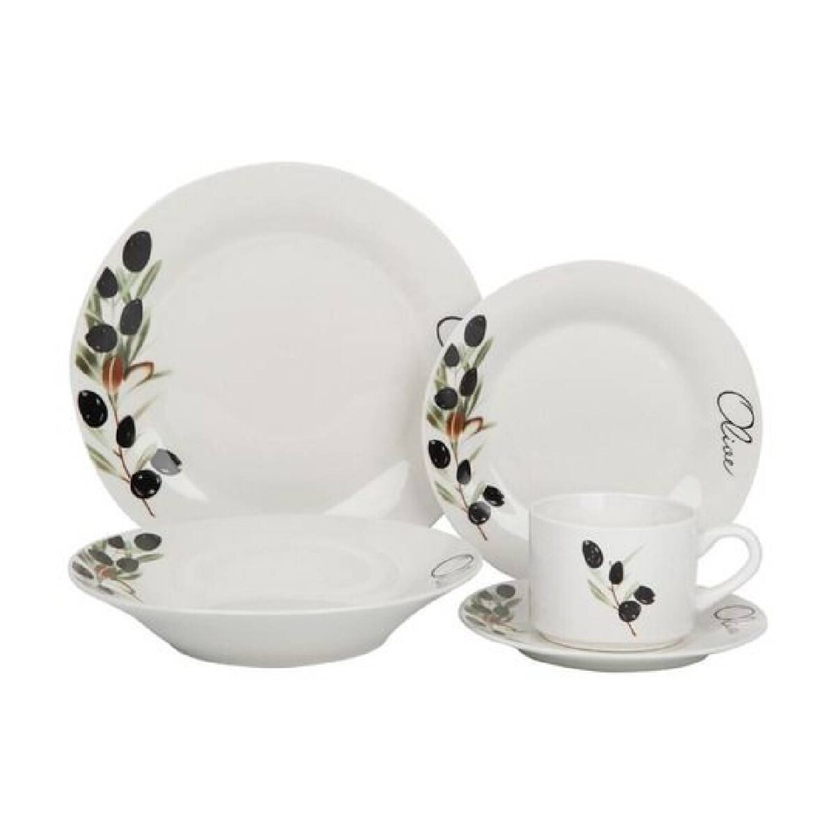 Juego de vajilla One Kitchen en porcelana x 20 piezas - Olive 
