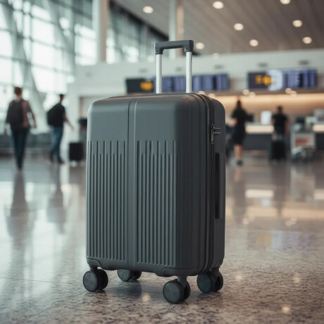 Valija Carry On Rígida Cierre Expandible Candado Ruedas 360° Gris Oscuro