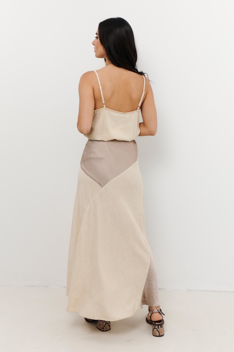 FALDA LINO SATEN BEIGE