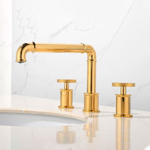 Lavatorio Bimando Tipo Industrial Oro Satinado 000