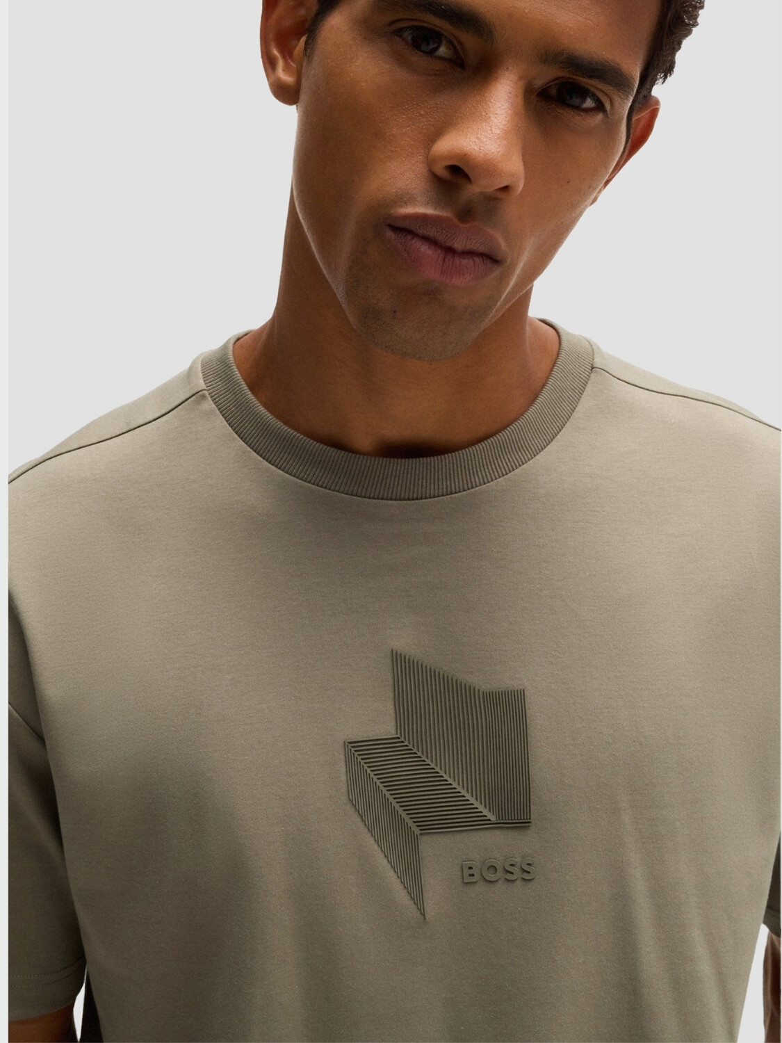 BOSS Camiseta Relax de Algodón con Diseño Brillante Beige