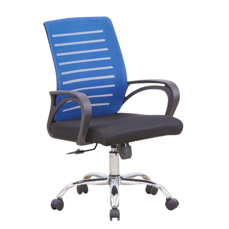 Silla Oficina Respaldo Malla PP Asiento Tela Azul ETIMEL Silla Oficina Respaldo Malla PP Asiento Tela Azul ETIMEL