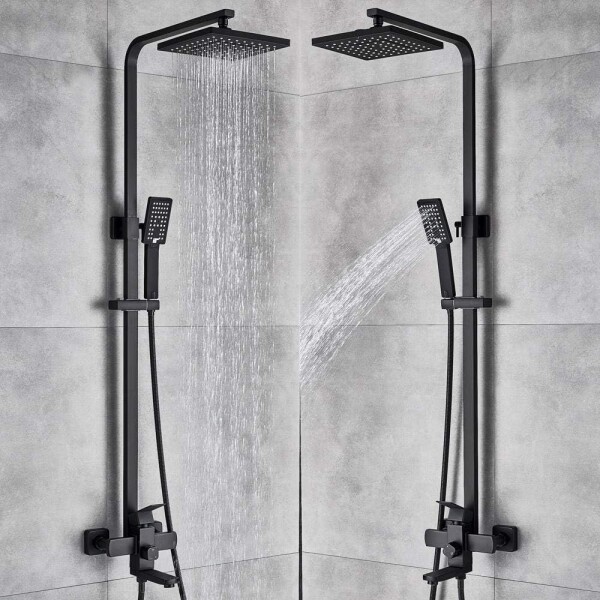 Barral Ducha Negro Mate Con Monocomando Bañera Duchero Barral Ducha Negro Mate Con Monocomando Bañera Duchero