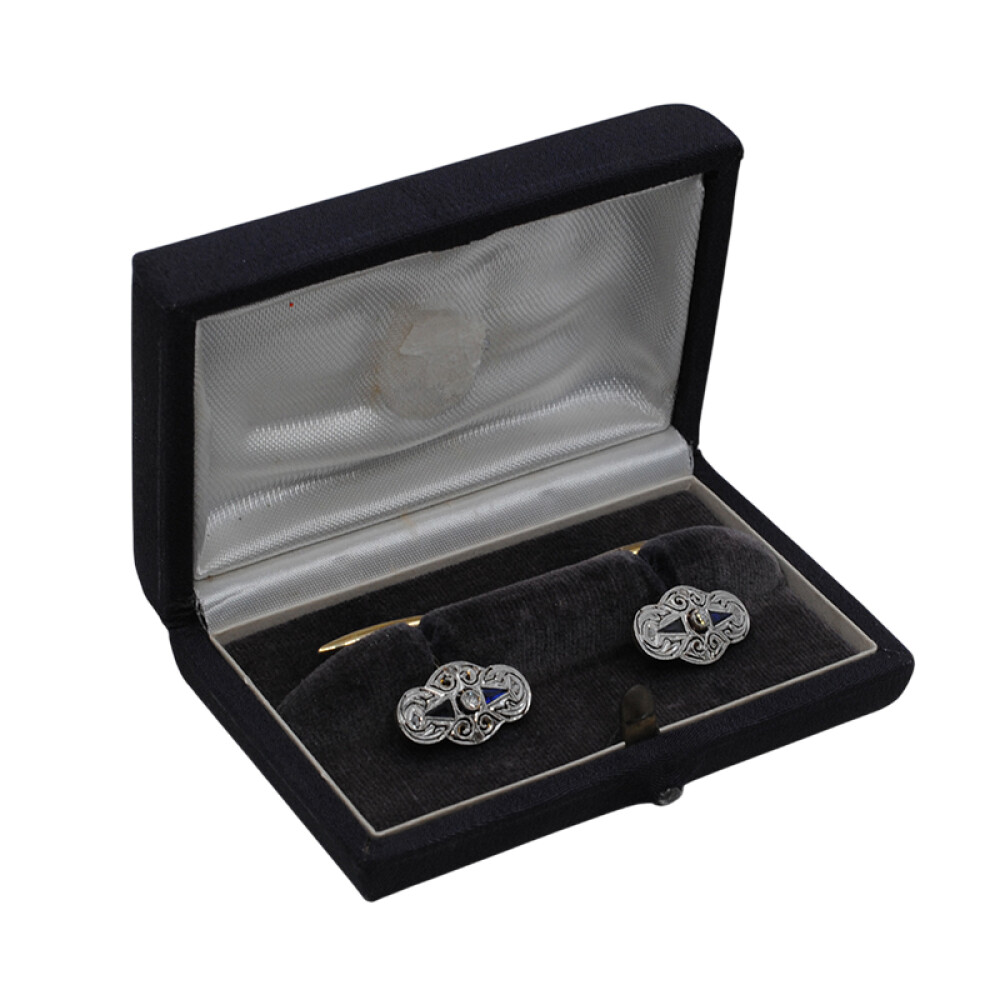 Gemelos en oro 18k brillantes , zafiros y diamantes Gemelos en oro 18k brillantes , zafiros y diamantes
