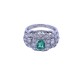 Anillo oro 18k blanco con esmeralda y brillantes. Anillo oro 18k blanco con esmeralda y brillantes.