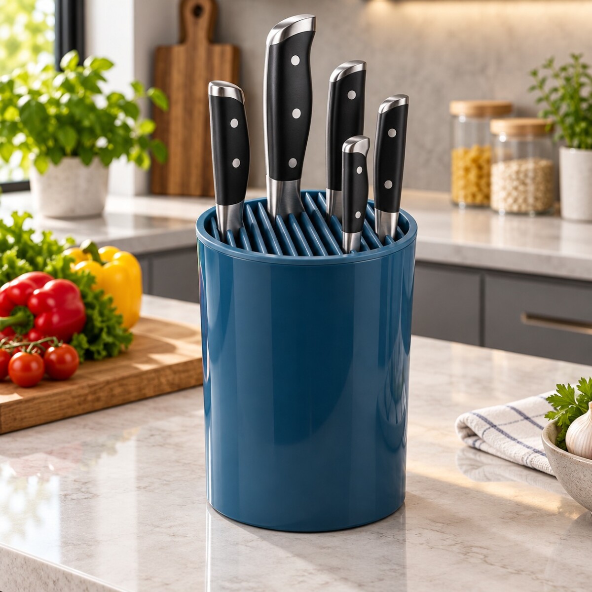 Porta Cuchillo Organizador de Plastico - Azul 