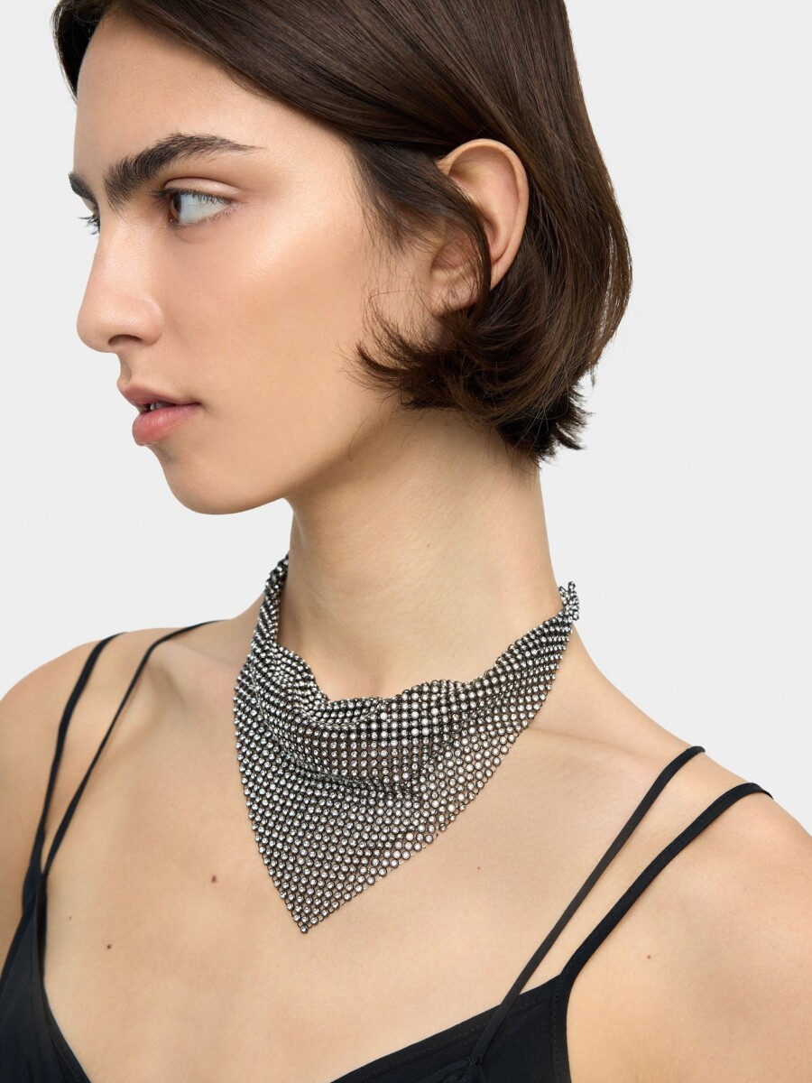 Collar Babero De Cristales negro