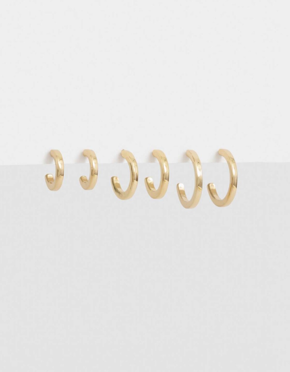 Set De Argollas Bañadas En Oro - Dorado 