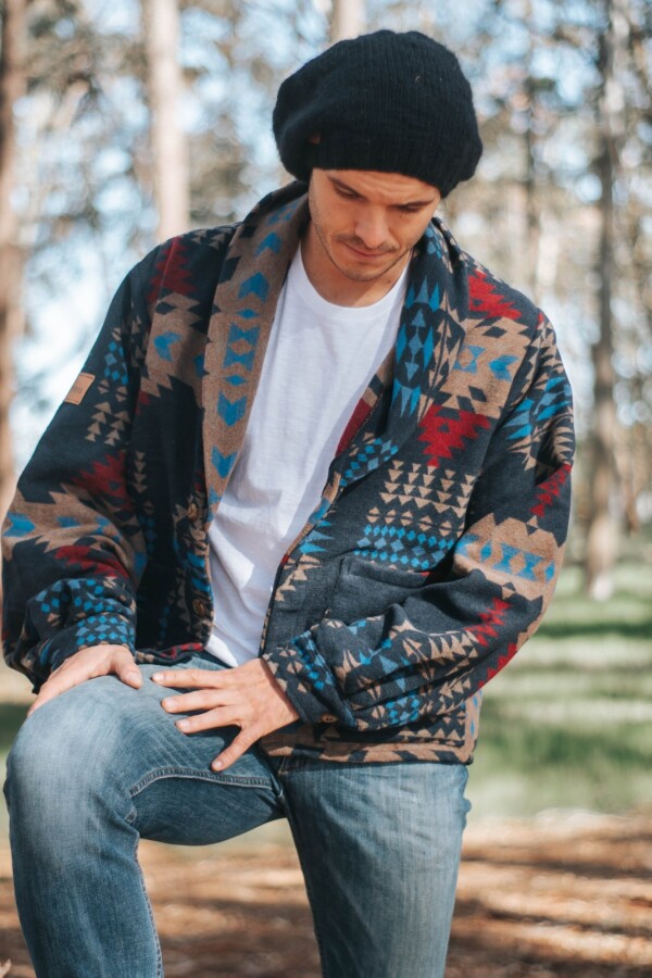 Navajo Cardigan Men Azul