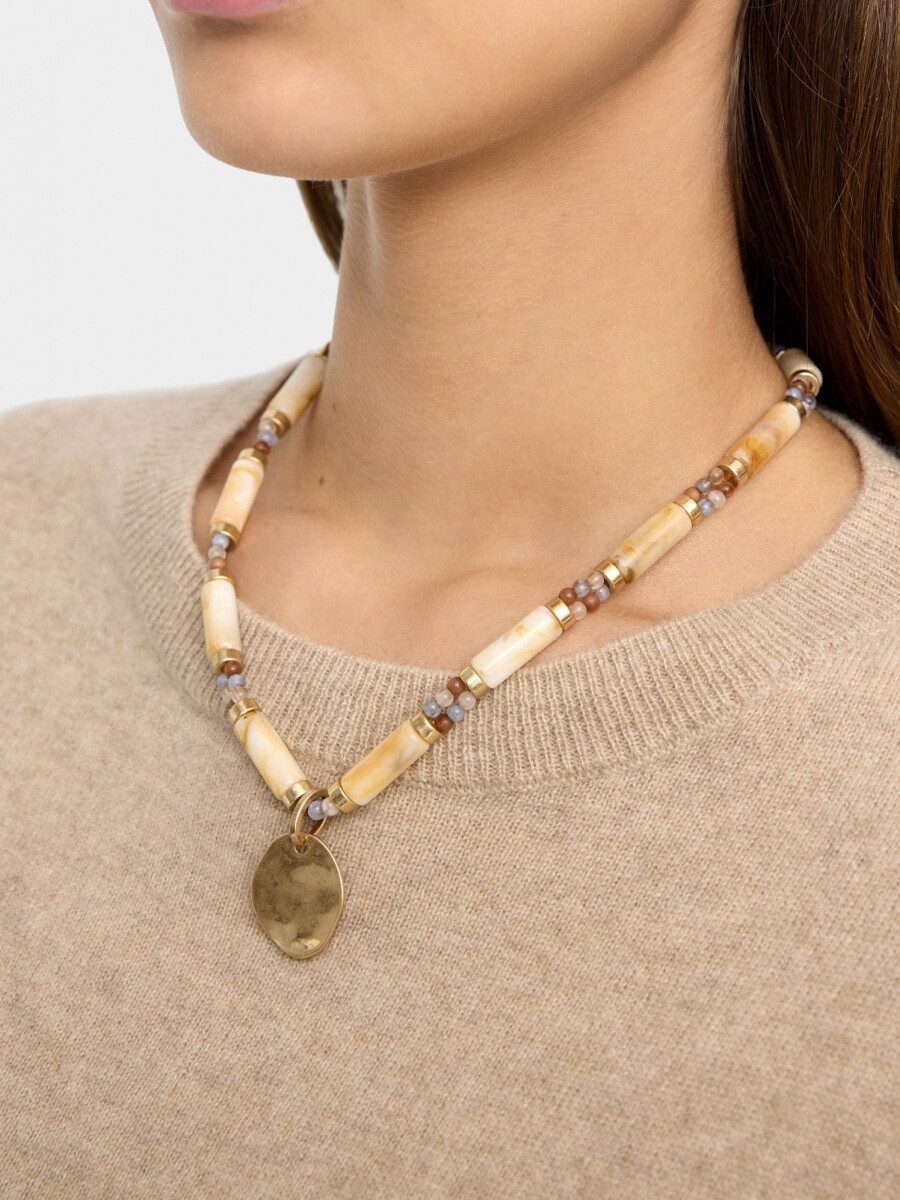 Collar Corto Segmentado Efecto Piedra multicolor