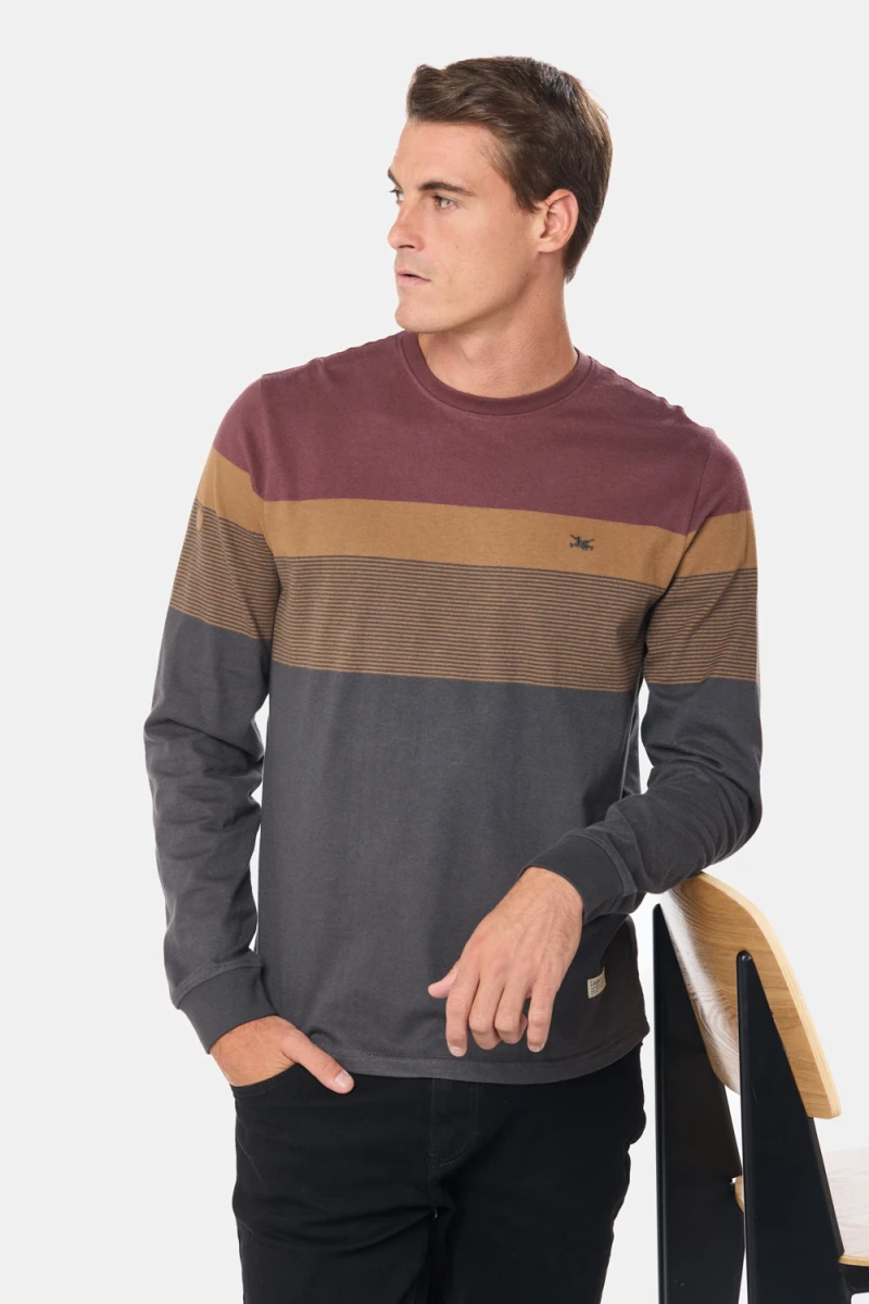 REMERA RAYADA - Bordo 