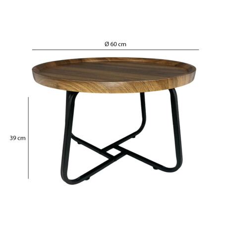 Mesa Ratona Redonda Centro Living Ø60x39Cm MDF c/ Base Metal Natural