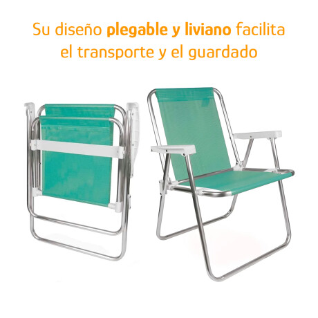 Silla Alta Aluminio Reposera Mor 110 kg Plegable Sannet Verde