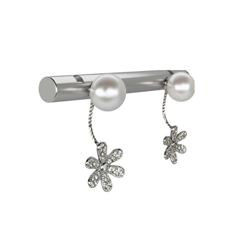 Caravanas Colgantes Perlas Flor- Plata 925 -CA4085 conperla