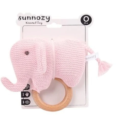 Sonajero Elefeante de Crochet con Aro ROSA