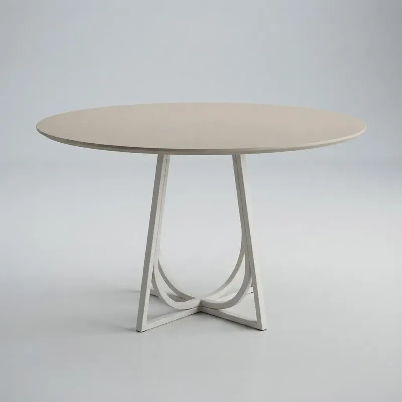 MESA COMEDOR REDONDA - TAPA DE MADERA Y PIE EN BLANCO OPACO MESA COMEDOR REDONDA - TAPA DE MADERA Y PIE EN BLANCO OPACO