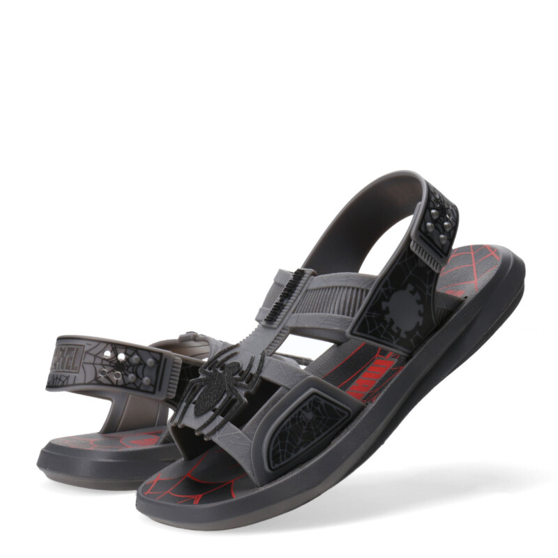 Sandalias Infantiles Marvel Buggy Spiderman Gris - Negro - Rojo