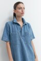 Vestido denim cuello polo jean medio