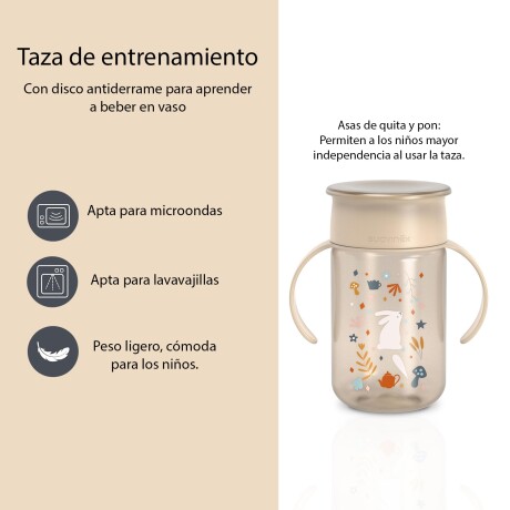 Vaso 360° Antiderrame Entrenador Infantil Con Asas Beige
