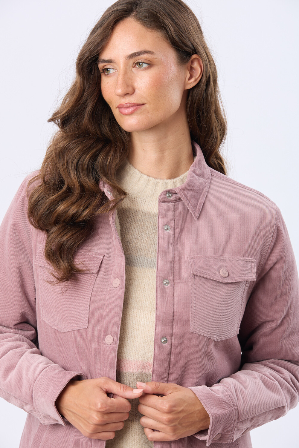 CAMPERA DE PANA Y CORDERITO Rosado