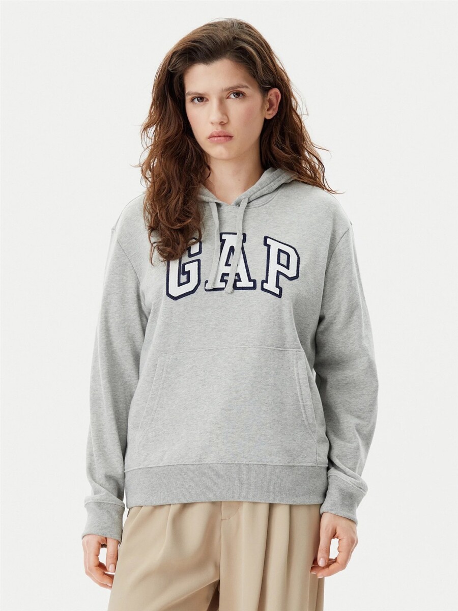 Buzo Canguro Logo Gap Mujer - Light Heather Grey B08 