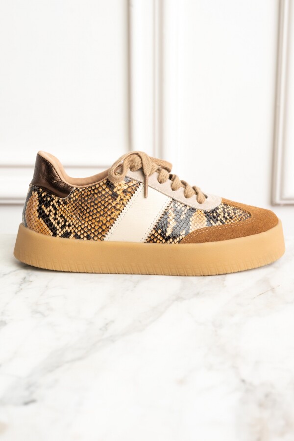 Zapatilla Combinada Snake Marrón
