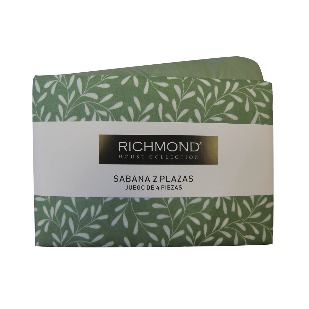 Juego Sábanas Queen Size Richmond House Estampada 100% Microfibra - 311-2 HOJAS VERDE 