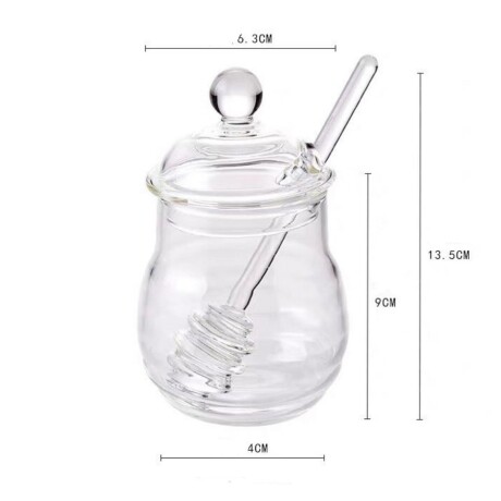 Mielera de Vidrio con Tapa y Cuchara 300ML Mielera de Vidrio con Tapa y Cuchara 300ML