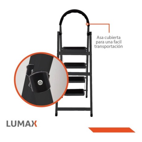 Escalera Tijera 4 Escalones De metal/plastico Negro