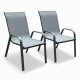 Set x2 Silla De Jardín De Metal Y Textilina Apilable con Apoyabrazos GRIS
