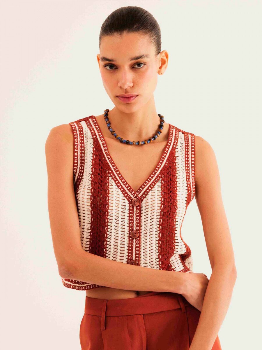 CHALECO DE PUNTO CON BOTONES - ROJO 