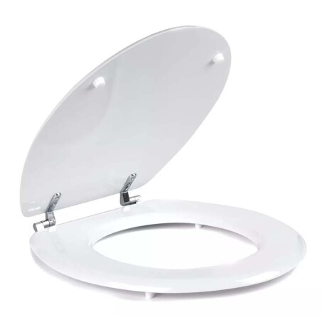 Asiento con Tapa p/Inodoro Water Ovalado Universal Madera Blanco