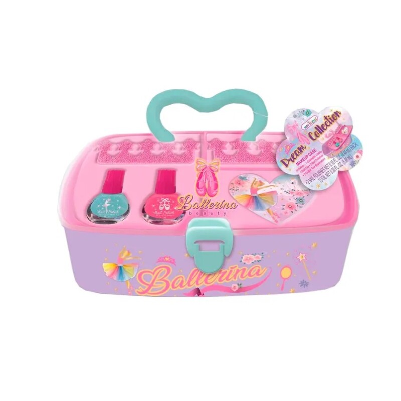Maletín de Maquillaje Infantil Makeup Case MAKEUP CASE - 1 MALETIN, 2 ESMALTES, 1 BRILLO DE LABIOS, 1 PALETA DE SOMBRA DE OJOS, 1 LIMA, 1 APLICADOR, 2 SEPARADORES DE DEDOS