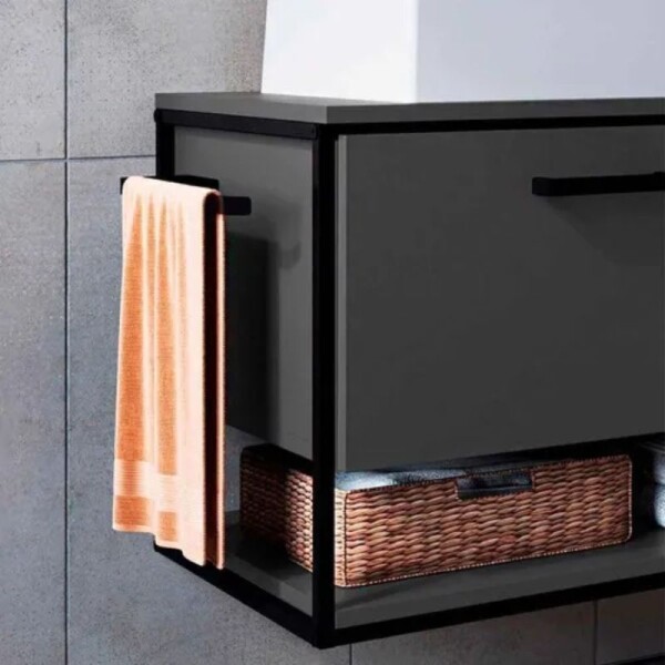 MUEBLE DE BAÑO SUSPENDIDO 80 CM S/BACHA - GRAFITO/NEGRO MUEBLE DE BAÑO SUSPENDIDO 80 CM S/BACHA - GRAFITO/NEGRO