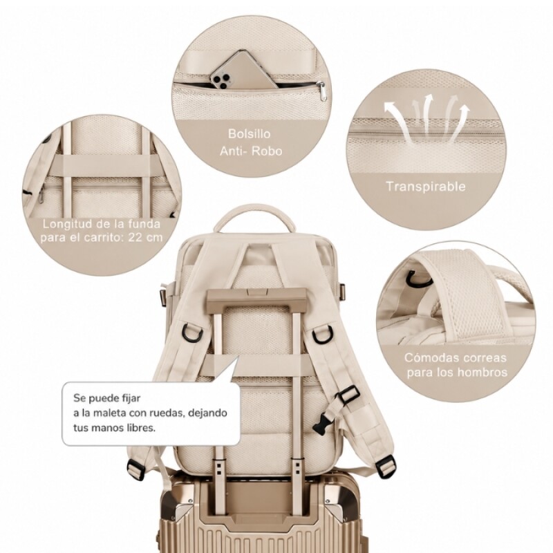 Mochila de Viaje para Cabina Beige