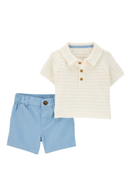 Set dos piezas de algodón, short y body polo Sin color