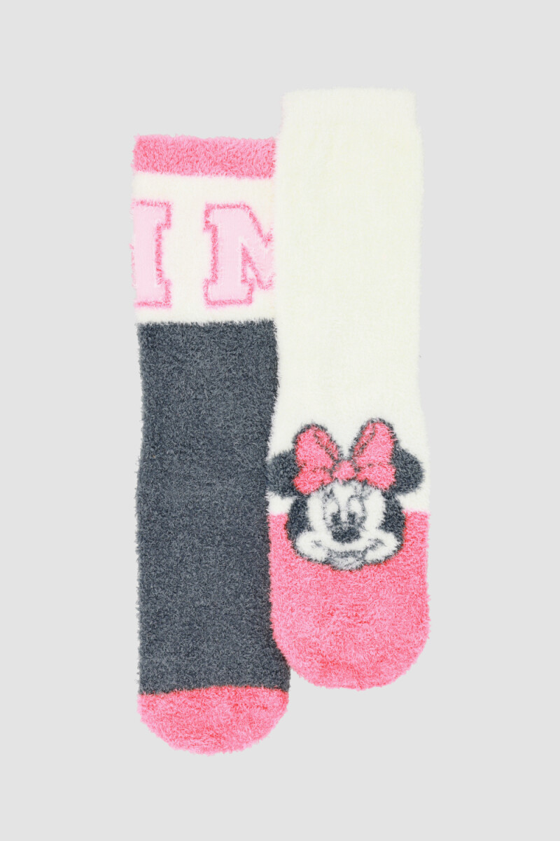 Pack x2 medias chenille infantil media caña con abs lilo Variante 27